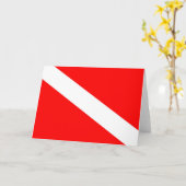 Carte pavillon plongeur rouge diagonal symbole de plongé (Fleur jaune)