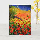 Carte pavot rouge 45 (Fleur jaune)