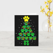 Carte Paw Print Merry Christmas Tree Lights Dog Or Cat M (Fleur jaune)