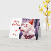 Carte Paw-sitly Grrr-eat Birthday Son Fun Chien (Fleur jaune)