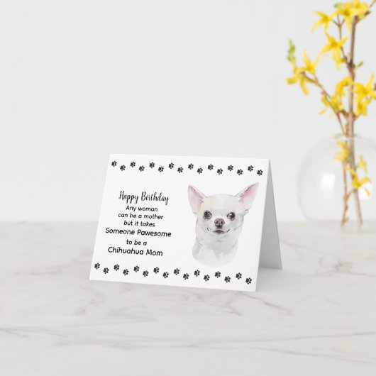 Carte Pawesome Meilleur Chihuahua Chien Maman Joyeux Ann (Fleur jaune)