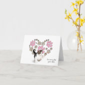 Carte Pawprint Coeur de pots Polka pour la perte de chat (Fleur jaune)