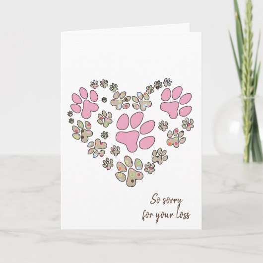 Carte Pawprint Heart for Pet Loss (Devant)