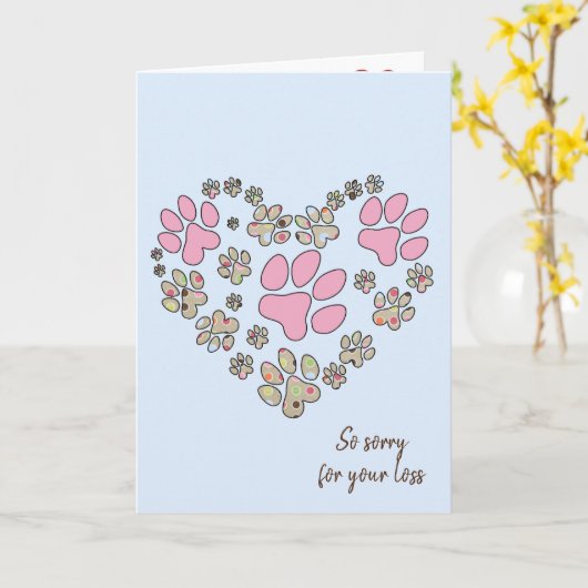 Carte Pawprint Heart for Pet Loss (Fleur jaune)