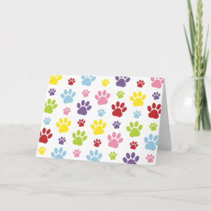 Carte Paws colorés, Motif Paw, Paws de chien, Empreintes