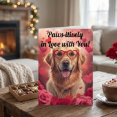 Carte Paws-itively in Love Golden Retriever Valentine's 