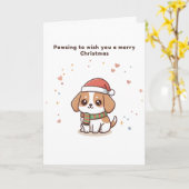 Carte Pawsing to Wish You a Merry Christmas Cute Puchi (Fleur jaune)