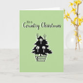 Carte Pays Arbre de Noël Vert Rustique Personnalisable (Fleur jaune)