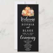 Carte Pays Citrouilles Plaid Fall Black Wedding Programm (Devant)