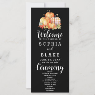 Carte Pays Citrouilles Plaid Fall Black Wedding Programm