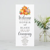 Carte Pays Citrouilles Plaid Fall White Wedding Programm (Debout devant)