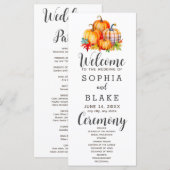 Carte Pays Citrouilles Plaid Fall White Wedding Programm (Devant / Derrière)