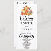 Carte Pays Citrouilles Plaid Fall White Wedding Programm (Devant / Derrière)