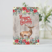 Carte Pays rustique hiver Floral Bois Joyeux vacances (Debout devant)