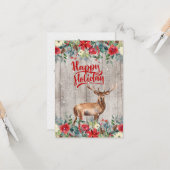 Carte Pays rustique hiver Floral Bois Joyeux vacances (Devant/Arrière en situation)