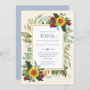 Carte Pays Tournesols Rustiques Bourgogne Mariage Rose