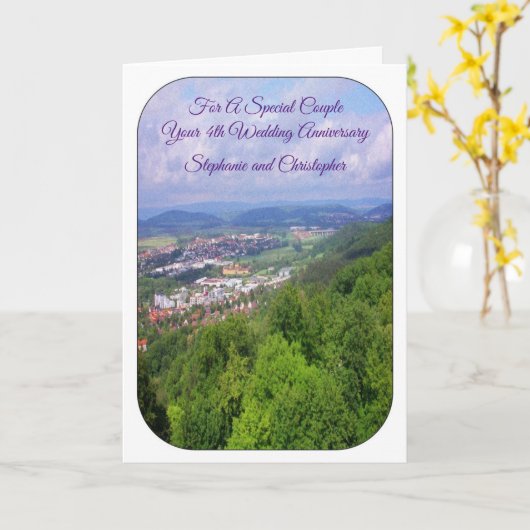 Carte Paysage 4e anniversaire Mariage personnalisé (Fleur jaune)
