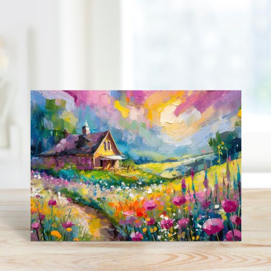 Carte Paysage agricole fleur sauvage Art Abstrait modern