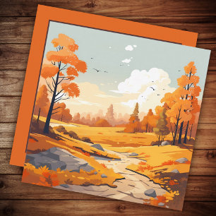 Carte Paysage aquarelle d'automne