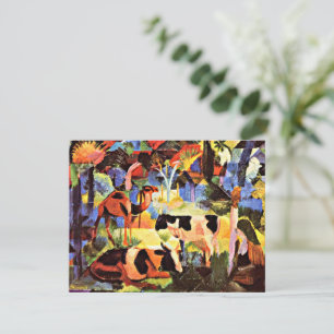 Carte Paysage avec des vaches et un chameau,