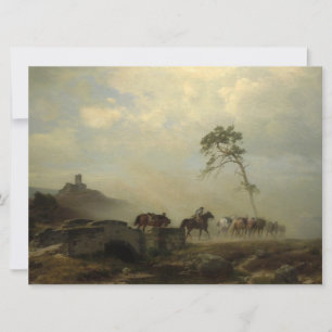 Carte Paysage avec ruines du château et cavaliers