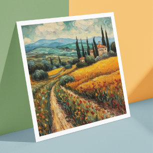 Carte Paysage de campagne de Toscane aux fleurs sauvages
