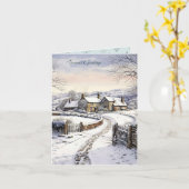 Carte Paysage de la maison de neige Noël (Fleur jaune)