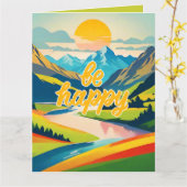 Carte Paysage de la montagne Retro (Fleur jaune)