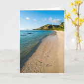 Carte Paysage de la plage tropicale, Fidji (Fleur jaune)