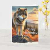 Carte Paysage de la saison automnale avec Wolf Mens Anni (Fleur jaune)