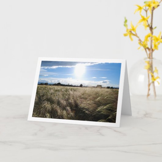 Carte Paysage de lever de soleil en herbe rurale (Fleur jaune)