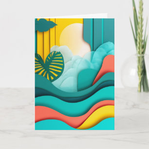 Carte Paysage de lever de soleil en papier découpé vibra