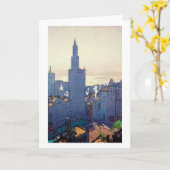 Carte Paysage de New York, Hiroshi Yoshida, coupe de boi (Fleur jaune)