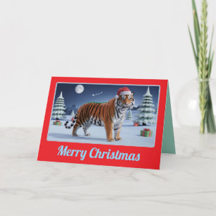 Carte Paysage de Noël du tigre