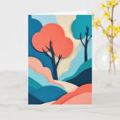 Carte Paysage de papier en couches (Fleur jaune)
