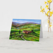 CARTE PAYSAGE DE TOSCANE AVEC COLLINES VERTES (Fleur jaune)