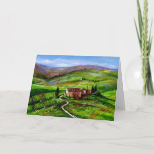 CARTE PAYSAGE DE TOSCANE AVEC COLLINES VERTES