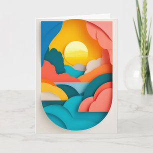 Carte Paysage découpé en papier ensoleillé