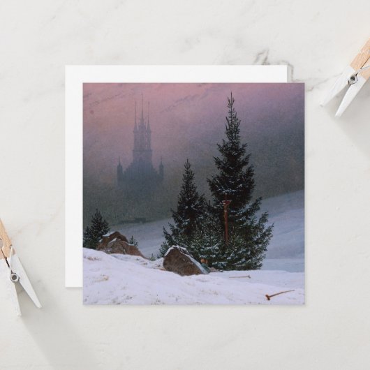 Carte Paysage d'hiver (par Caspar David Friedrich) (Devant/Arrière en situation)