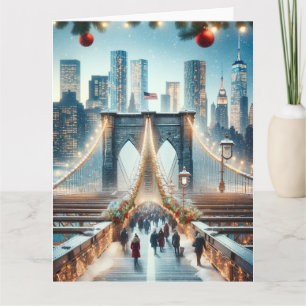 Carte Paysage d'hiver. Pont de Brooklyn - New York