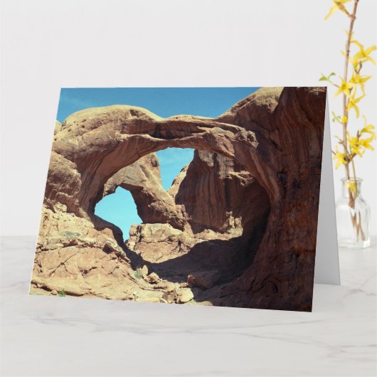 Carte Paysage du désert de Double Arch Utah (Fleur jaune)