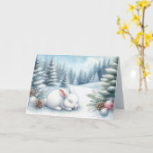 Carte Paysage Festif D'Hiver Avec Noël De Lapin (Fleur jaune)