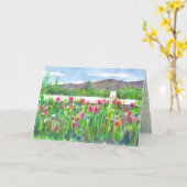 Carte Paysage Fleur sauvage aquarelle Joyeux anniversair (Fleur jaune)