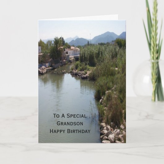 Carte Paysage fluvial Grandson personnalisé Anniversaire (Devant)