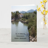 Carte Paysage fluvial Grandson personnalisé Anniversaire (Fleur jaune)