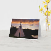Carte Paysage indien de coucher du soleil de Teepee (Fleur jaune)