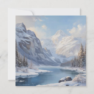 Carte Paysage naturel de la rivière d'hiver de montagne