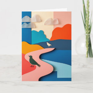 Carte Paysage oiseaux à couches