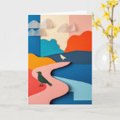 Carte Paysage oiseaux à couches (Fleur jaune)