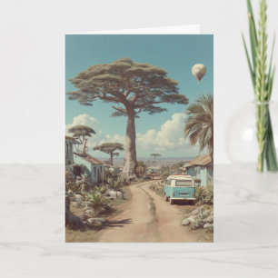 Carte Paysage onirique de baobab avec fourgonnette de ca